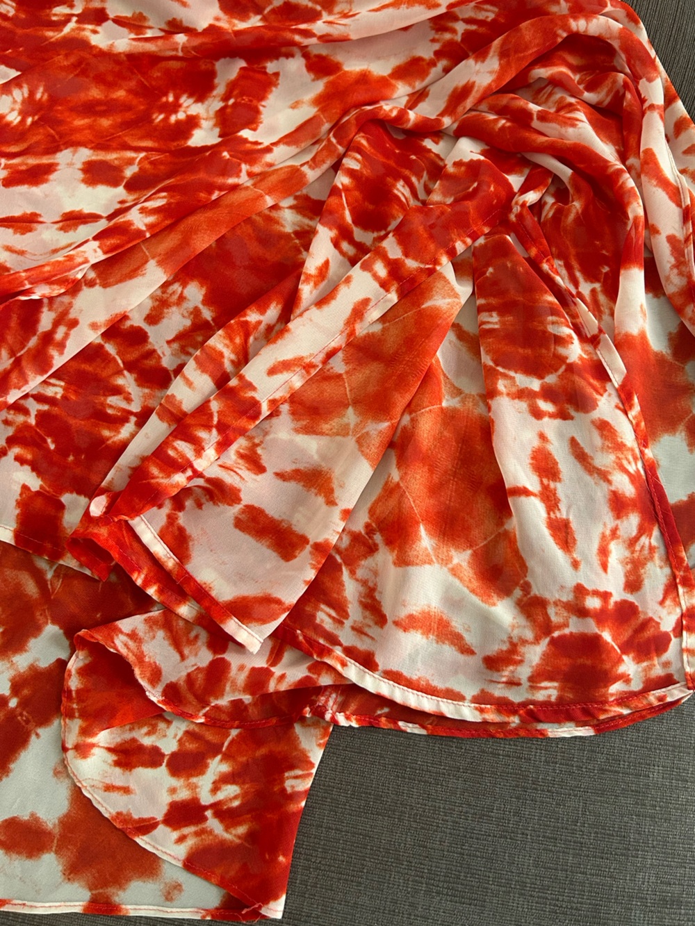 INC International Concepts Red White Tie Dye Maxi Skirt Small Bohemian Flowy - Picture 5 of 8